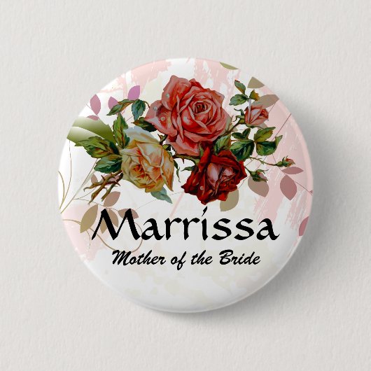 Knop voor bindpartij Roos floral Ronde Button 5,7 Cm (Voorkant)