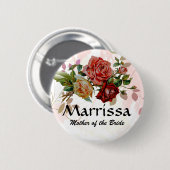 Knop voor bindpartij Roos floral Ronde Button 5,7 Cm (Voorkant /achterkant)