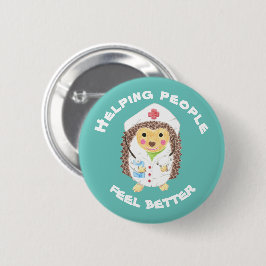 knop voor cartoon-egelverpleger ronde button 5,7 cm