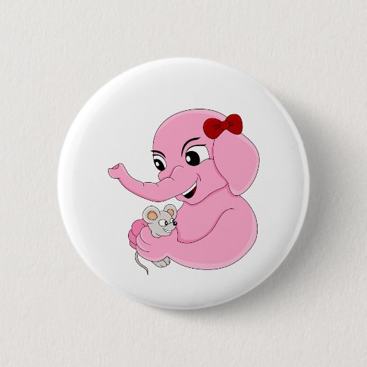 Knop voor cartoon van acute olifanten ronde button 5,7 cm (Voorkant)