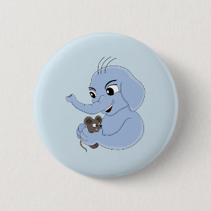 Knop voor cartoon van de acute olifant ronde button 5,7 cm