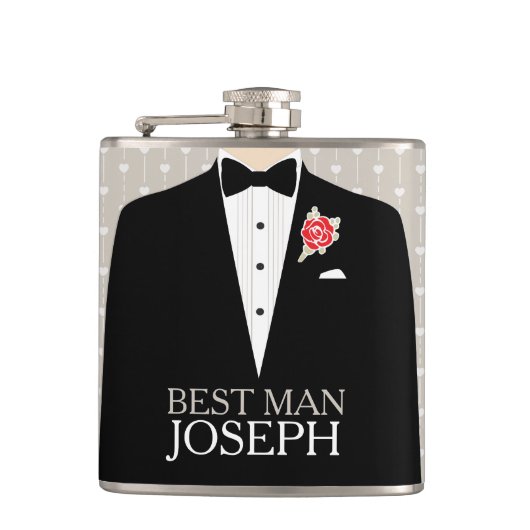 Knop voor de beste man, tuxedo red rose, heupkolf heupfles (Voorkant)