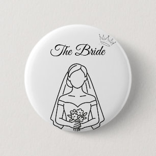 Knop voor de bruid ronde button 5,7 cm