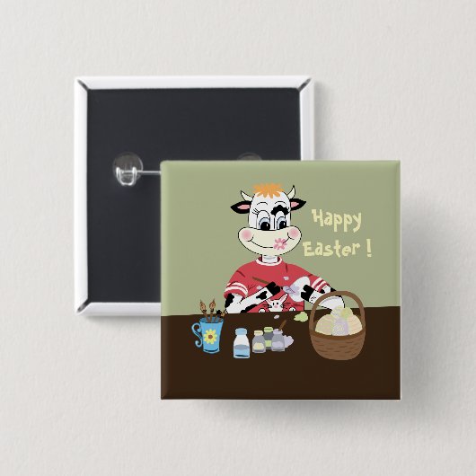 Knop voor de gebeurtenis Happy Easter-eiverschilde Vierkante Button 5,1 Cm (Voorkant /achterkant)