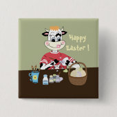 Knop voor de gebeurtenis Happy Easter-eiverschilde Vierkante Button 5,1 Cm (Voorkant)