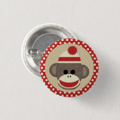 Knop voor de ronde pen van Boy Sock Monkey Button 3,2 Cm (Voorkant /achterkant)