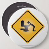 Knop voor gele hangerwaarschuwing ronde button 6,0 cm (Voorkant /achterkant)