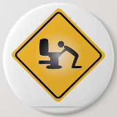 Knop voor gele hangerwaarschuwing ronde button 6,0 cm (Voorkant)