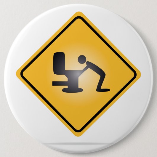 Knop voor gele hangerwaarschuwing ronde button 6,0 cm (Voorkant)