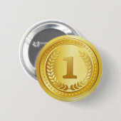 Knop voor gouden medaille, eerste plaats ronde button 5,7 cm (Voorkant /achterkant)
