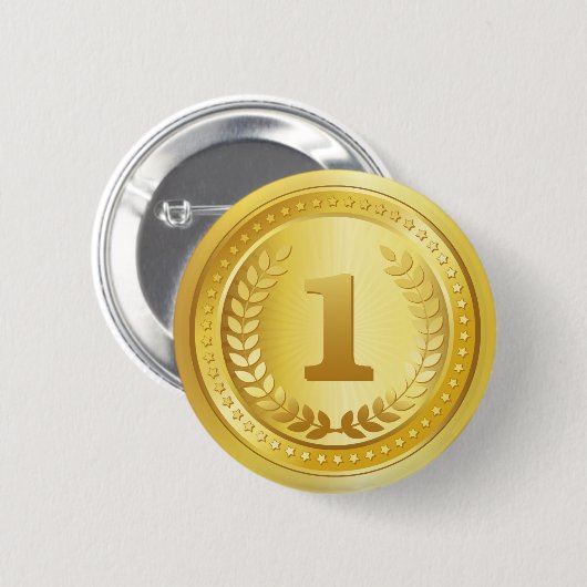 Knop voor gouden medaille, eerste plaats ronde button 5,7 cm (Voorkant /achterkant)