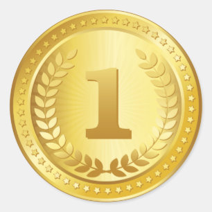 Knop voor gouden medaille, eerste plaats ronde sticker