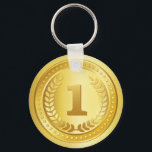 Knop voor gouden medaille, eerste plaats sleutelhanger<br><div class="desc">Elegant champion 1 st-place winnaar gouden medaille/1st Place Award ontwerp dat een geweldige prijs voor uitmuntendheid of prestatie uitreikt.</div>