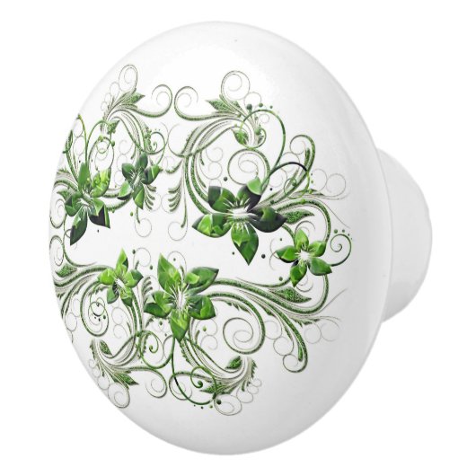 Knop voor groen-Floral-keramisch kabinet (Rechts)