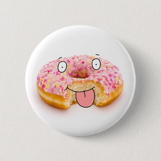 Knop voor het goede roze donuts ronde button 5,7 cm (Voorkant)
