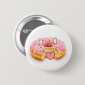 Knop voor het goede roze donuts ronde button 5,7 cm (Voorkant /achterkant)