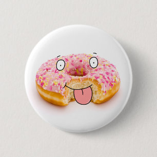 Knop voor het goede roze donuts ronde button 5,7 cm