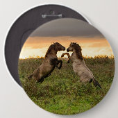 Knop voor het ranteren van wilde paarden ronde button 6,0 cm (Voorkant /achterkant)