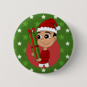 Knop voor kerstjongen cartoon ronde button 5,7 cm (Voorkant)