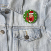 Knop voor kerstjongen cartoon ronde button 5,7 cm (In situ)