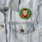 Knop voor kerstjongen cartoon ronde button 5,7 cm (In situ)