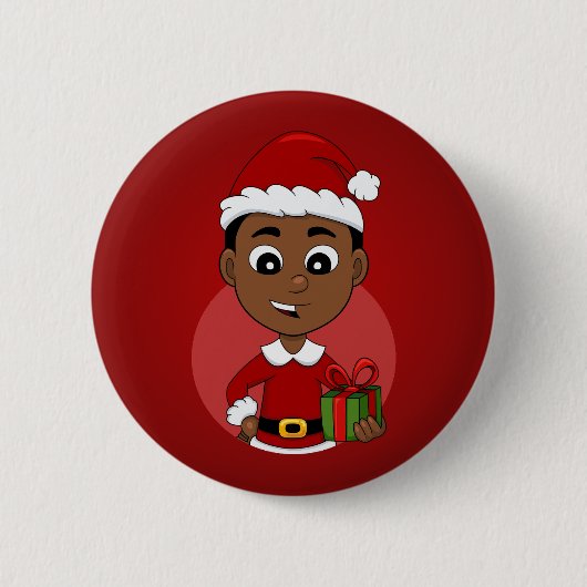 Knop voor kerstjongen cartoon ronde button 5,7 cm (Voorkant)