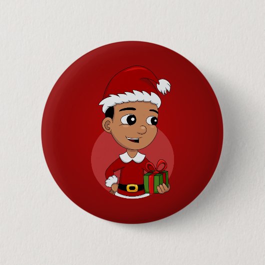 Knop voor kerstjongen cartoon ronde button 5,7 cm (Voorkant)
