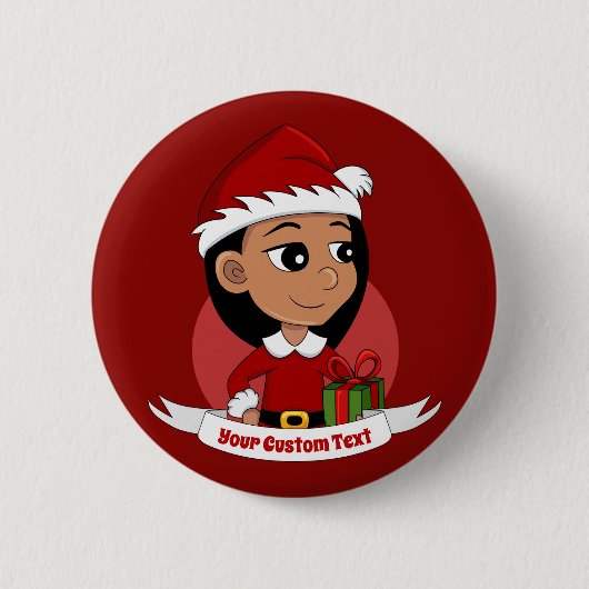 Knop voor kerstmeisje cartoon ronde button 5,7 cm (Voorkant)