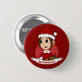 Knop voor kerstmeisje cartoon ronde button 5,7 cm (Voorkant /achterkant)