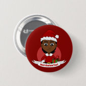 Knop voor kerstmeisje cartoon ronde button 5,7 cm (Voorkant /achterkant)