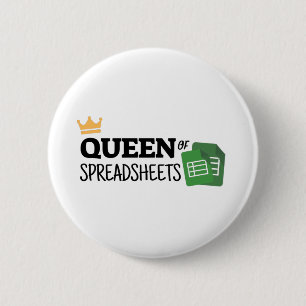 Knop voor koningin van spreadsheets ronde button 5,7 cm