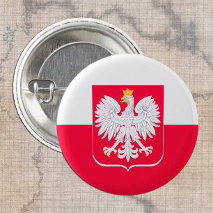 Knop voor patriottisch Polen, Pools vlagtransport/ Ronde Button 3,2 Cm