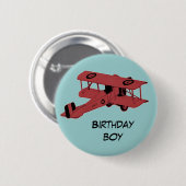 knop voor rode biplane verjaardagscoon ronde button 5,7 cm (Voorkant /achterkant)