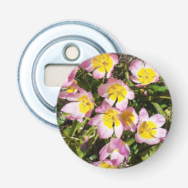 Knop voor roze en gele bloemen button flesopener