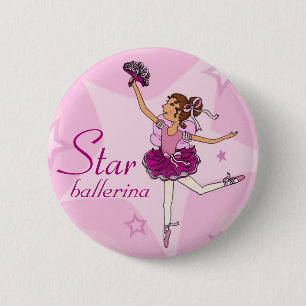 Knop voor Star ballerina roze meisje Ronde Button 5,7 Cm