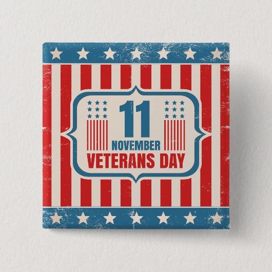  knop voor Veteranendag met Amerikaanse vlag Vierkante Button 5,1 Cm (Voorkant)