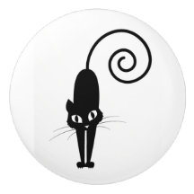 Knop voor zwarte kat keramische lade