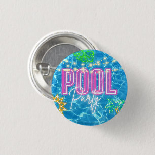 Knop voor zwembadfeestje ronde button 3,2 cm