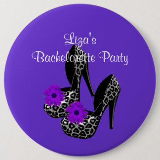 Knop vrijgezellenfeest paarse luipaard Schoen Ronde Button 6,0 Cm