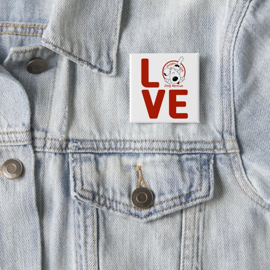 Knop Waggin' Tails LOVE Vierkante Button 5,1 Cm (In situ)