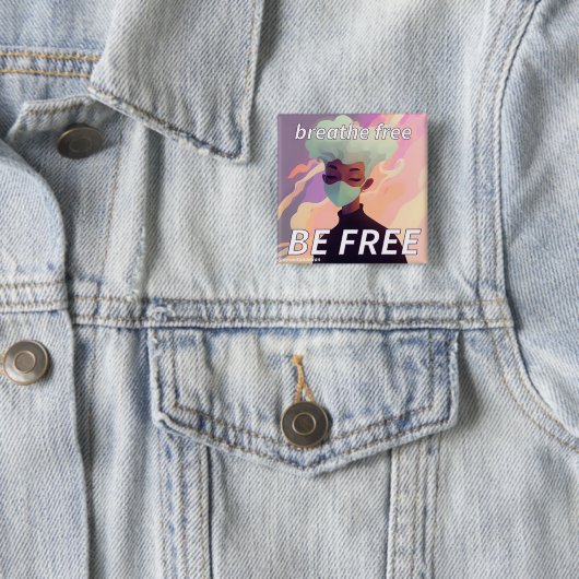 Knop Wees vrij ademen Vierkante Button 5,1 Cm (In situ)