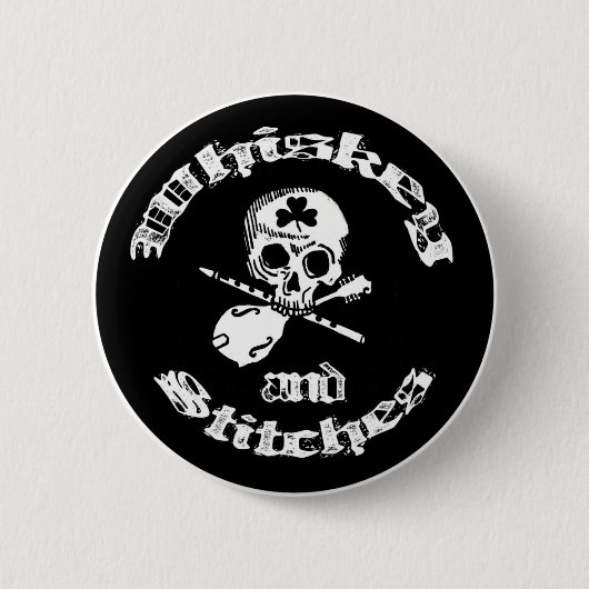 Knop Whiskey en Stitches logo Ronde Button 5,7 Cm (Voorkant)