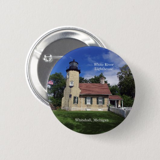 Knop White River Lighthouse Ronde Button 5,7 Cm (Voorkant /achterkant)