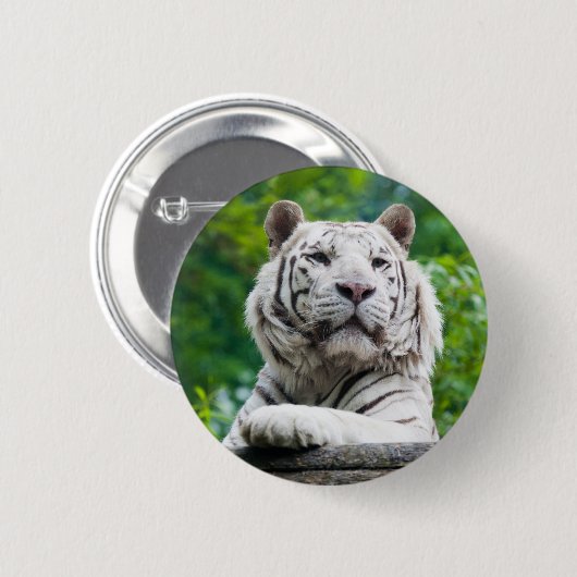 Knop Witte tijger Ronde Button 5,7 Cm (Voorkant /achterkant)