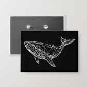Knop Witte Walvis Minimalistisch  Button (Voorkant / Achterkant)