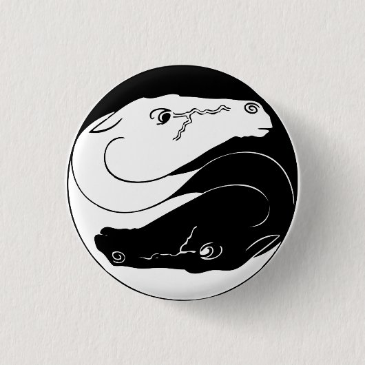 Knop Yin Yang paarden Ronde Button 3,2 Cm (Voorkant)