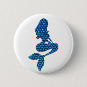 Knop Zeemeerblauw en turquoise-schalen silhouet Ronde Button 5,7 Cm