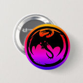 Knop Zwart dragon neon Ronde Button 5,7 Cm (Voorkant /achterkant)