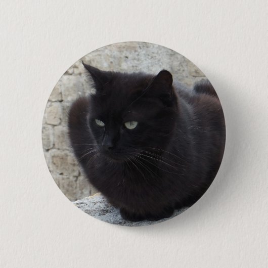 Knop Zwart katje Ronde Button 5,7 Cm (Voorkant)