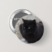 Knop Zwart katje Ronde Button 5,7 Cm (Voorkant /achterkant)